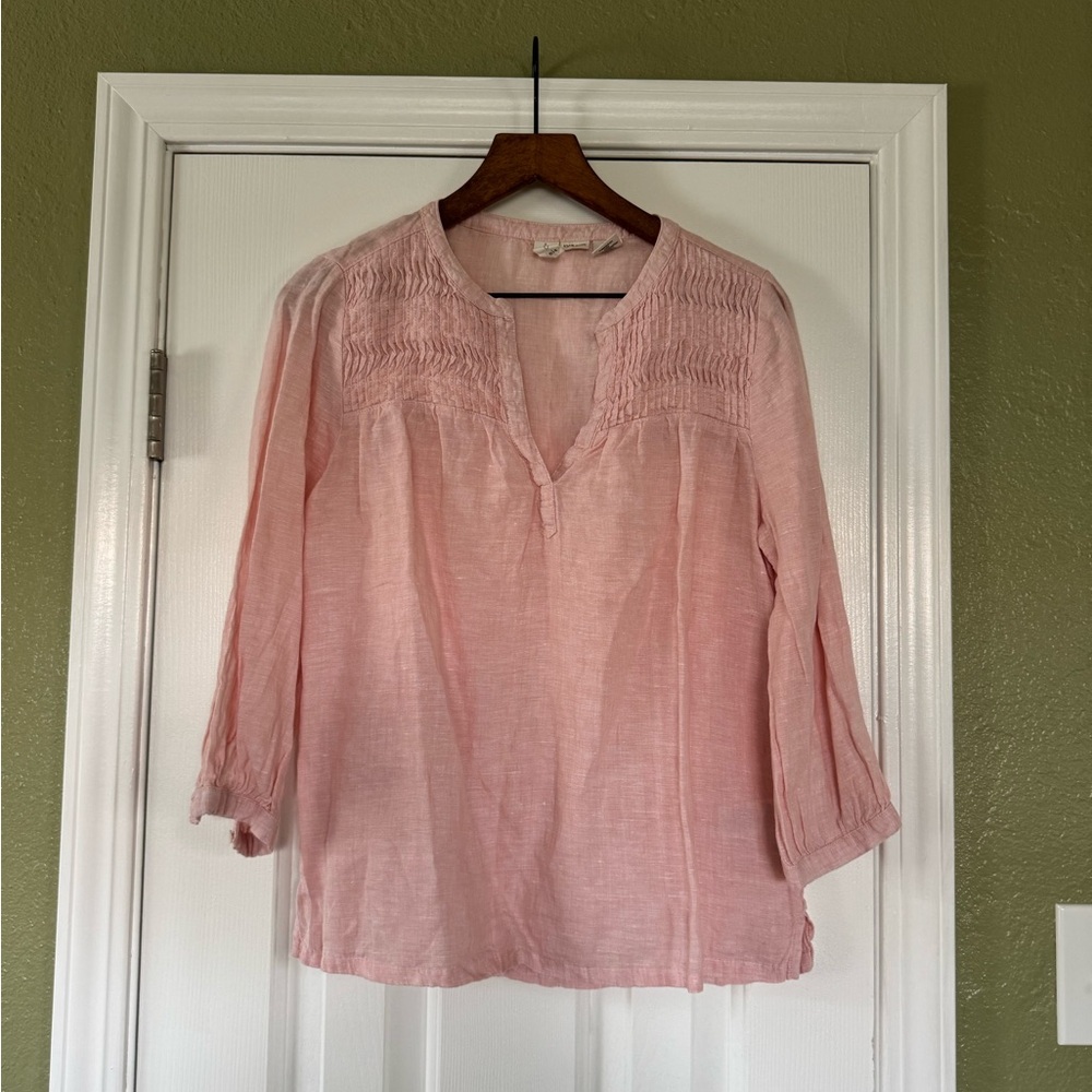 100% linen Joie Light Pink Blouse with GORGEOUS details!
